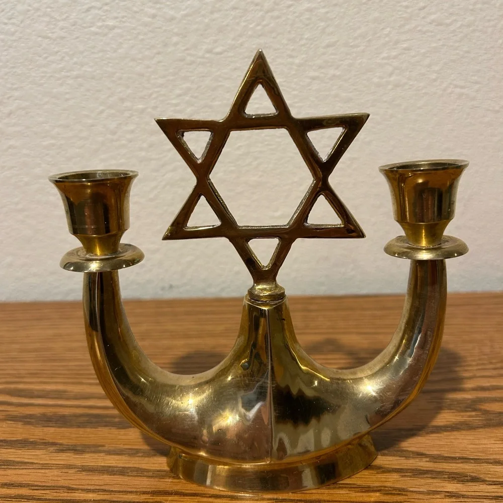 Brass Star of David Candle Holder